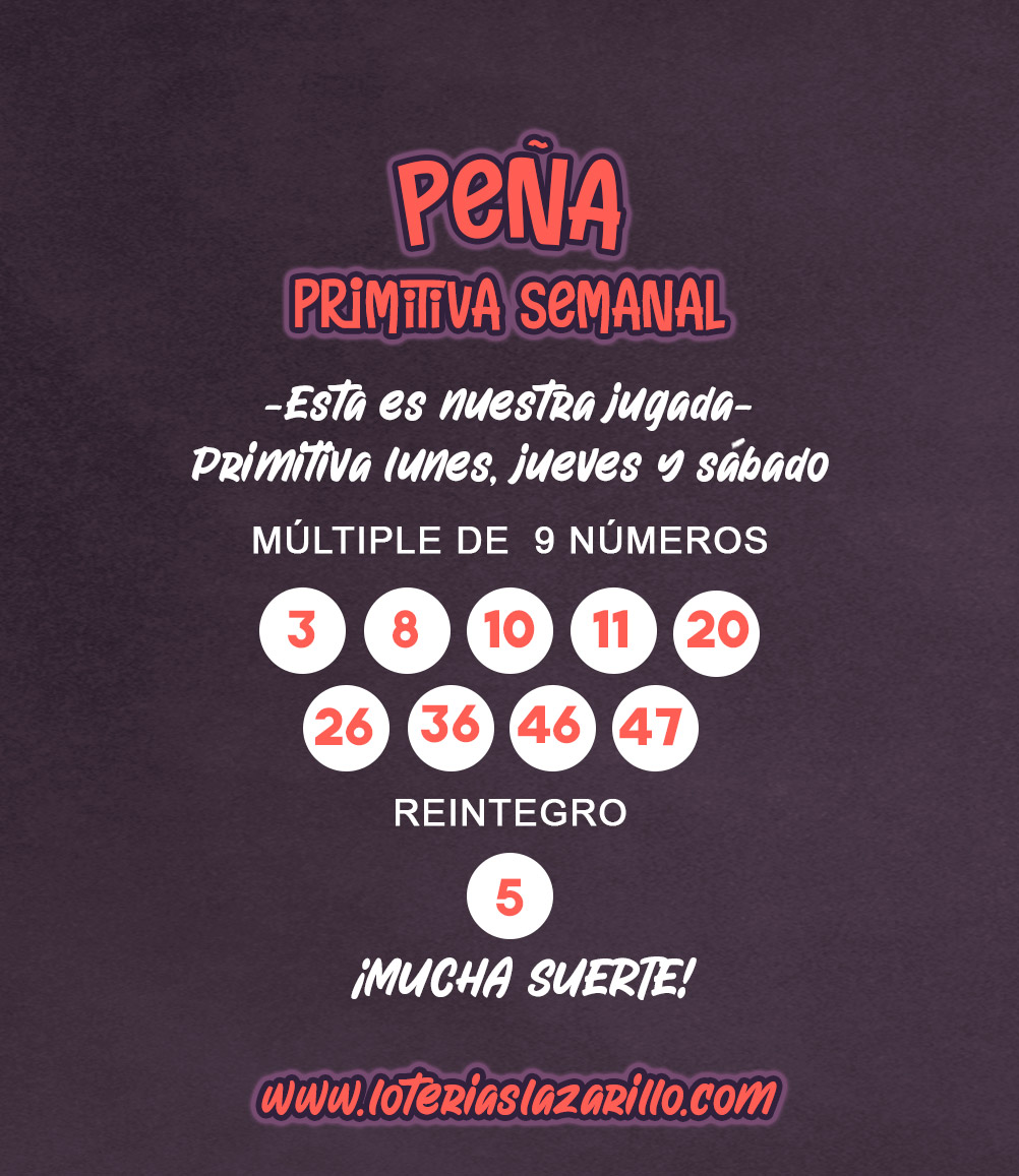 PRIMITIVA SEMANAL MULTIPLE DE 9 CON JOKER SEMANA 40